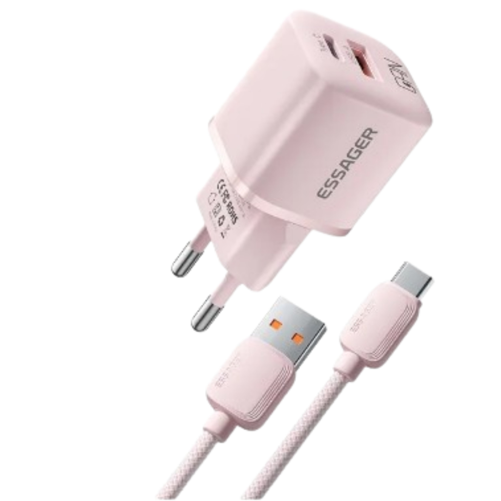 carregador de celular rápido, turbo usb para tipo C Gan essager 20W 2 ...