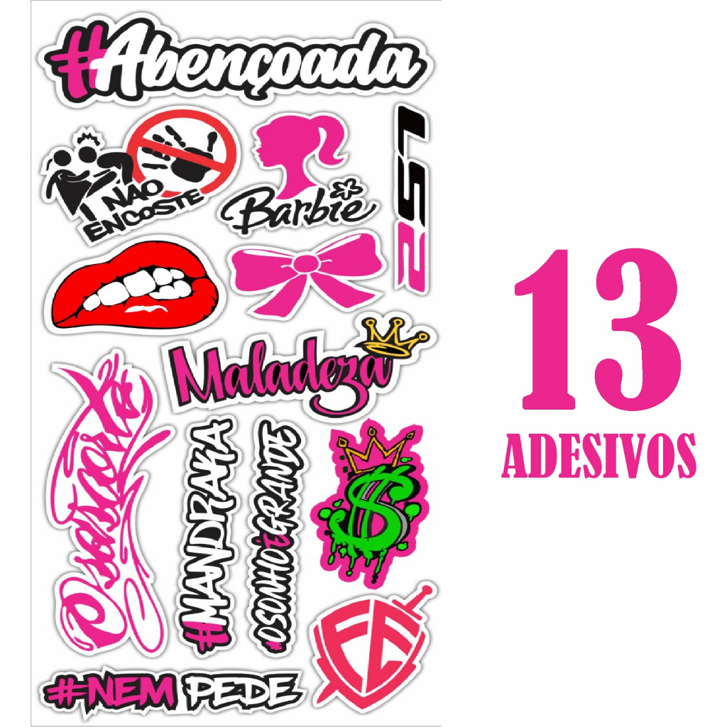 Kit Mais De 30 Adesivos Feminino Para Moto Carro Notebook | Shopee Brasil