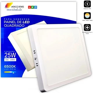 Painel Led Plafon Sobrepor 25w Paflon Quadrado Teto Luz Branco Frio / Branco Quente 29x29cm