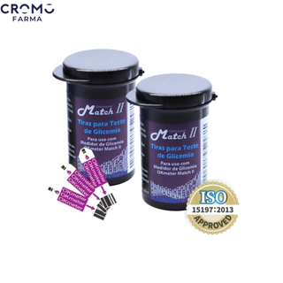 2 FRASCOS DE TIRAS DE GLICEMIA REAGENTES DIABETE MATCH II OK METER C/ 50 UNID CADA