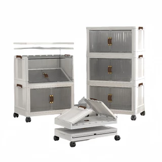 Kit 3 Caixa Organizadora Com Tampa Rodinha Grande Empilhavel