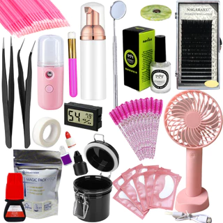 Kit Extensão De Cilios Volume Russo Cílios Nagaraku + Ventilador + Higrometro Profissional