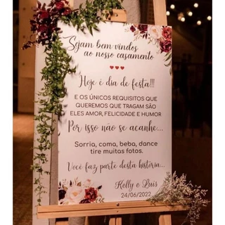 Placa De Casamento Moderno Flórida Sejam Bem Vindos