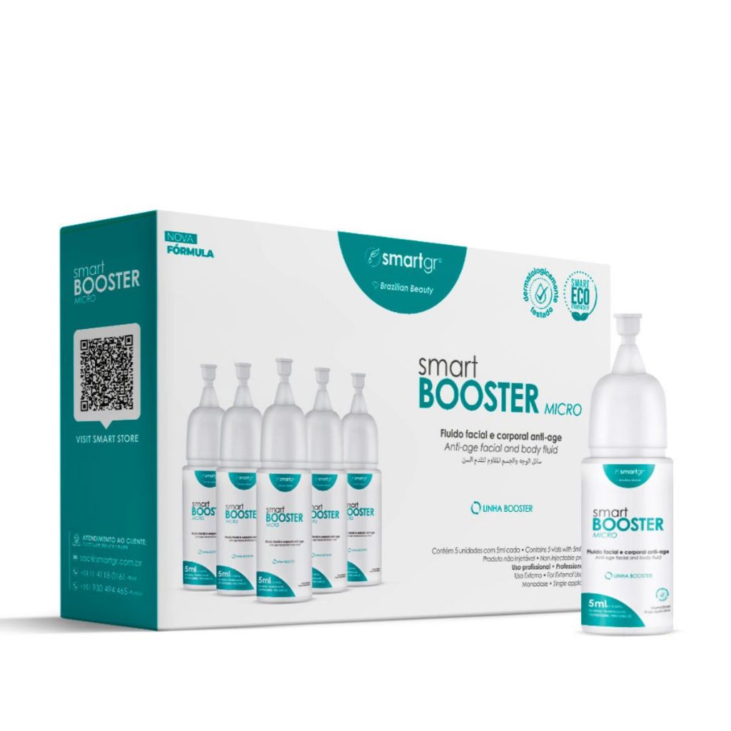 Booster Micro Fluido Facial e Corporal Anti Age Reduz Rugas e Linhas de Expressão 5 x 5ml - Smart GR