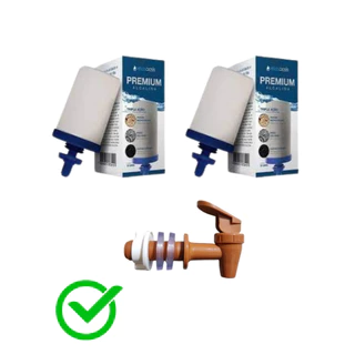 Kit 2 Velas Tripla Ação Alcalina + 1 Torneira Para filtro de Barro