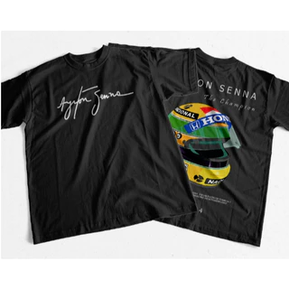 Camiseta Basica Camisa Ayrton Senna Capacete Formula 1 The Champion Rip (Frente e Costa) Exclusiva promoção