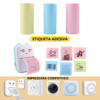3 rolos bobina etiqueta adesiva colorida para Mini Impressora Portátil De Gatinho