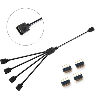 Cabo Adaptador Extensor RGB LED 4 Pinos 12v 4 Portas 30cm + Adaptadores