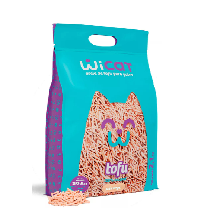 Wicat areia sanitária de tofu higiênica Biodegradável gatos pêssego 2.1kg