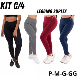 Kit C/4 Calças Legging Feminina Cintura Alta Academia Zero Transparência