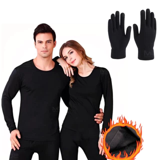 Roupa Térmica Para Neve Frio Com Fleece Calça + Blusa + LUVA segunda pele frio intenso neve confortável feminino ou masculino calsa camisa longa comprida forrada peluciada flanelada