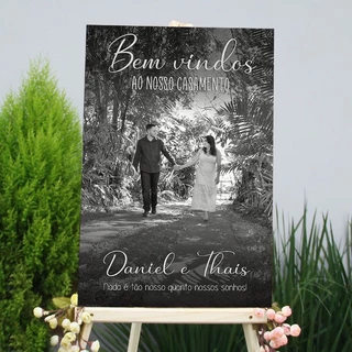 Placa De Casamento Com Sua Foto Bem Vindos Ao Casamento