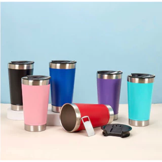 Copo Térmico 473ML Para Cerveja Café Chá Chopp Com Tampa e Abridor de Garrafas