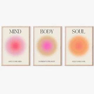 Quadro decorativo Mente corpo alma impressão positiva aura energia cartaz na moda gradiente espiritual pintura da arte da parede 40x60