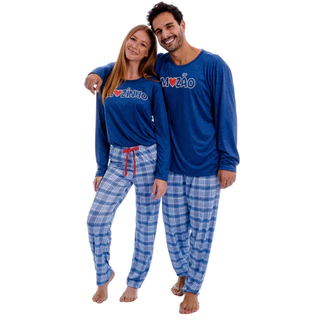 2 Pijamas Casal Inverno Meia Estação Feminino e Masculino - Namorados