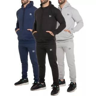 Conjunto de Moletom Masculino Capuz Flanelado grosso