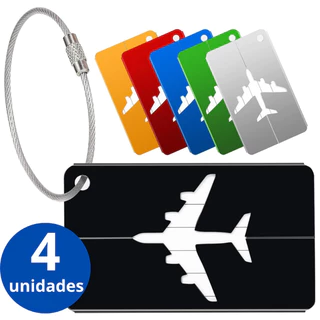 Kit 4 Tags De Mala Bagagem Etiqueta Identificador Seguro Alumínio Resistente