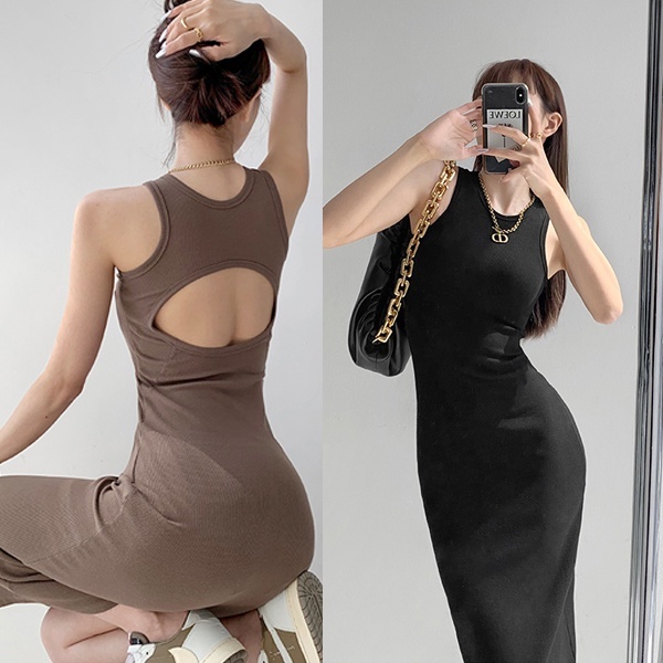 Vestido Longo Apertado Costas Abertas 7104