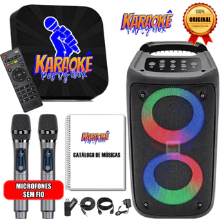 Karaoke Party Box Profissional Com Pontuação +2Microfones Sem Fio +CaixaDeSom +2000Músicas +Catálogo