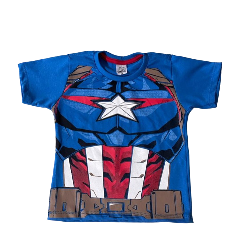 Camisa Infantil Capitão América Manga Curta/Longa Algodão | Shopee Brasil