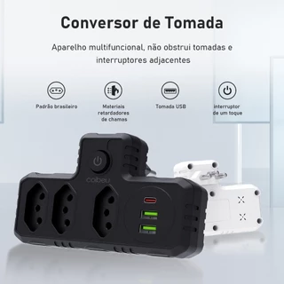 COIBEU Conector Extensão Portátil Universal Plug Carregador Rápido Usb Type-C Transformador Conversor Tomada