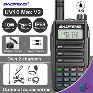 UV-16R Walkie Talkie USB-C 10W impermeável Rádio Bidirecional de Longo Alcance Dual Band Rádio
