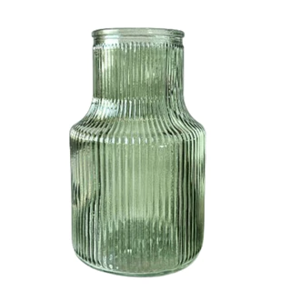 Vaso Verde Oliva Vidro Canelado Elegante Mesa Posta 15 cm