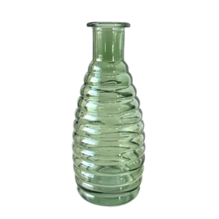 Vaso Verde Oliva vidro Canelado Elegante 15cm Mesa Posta