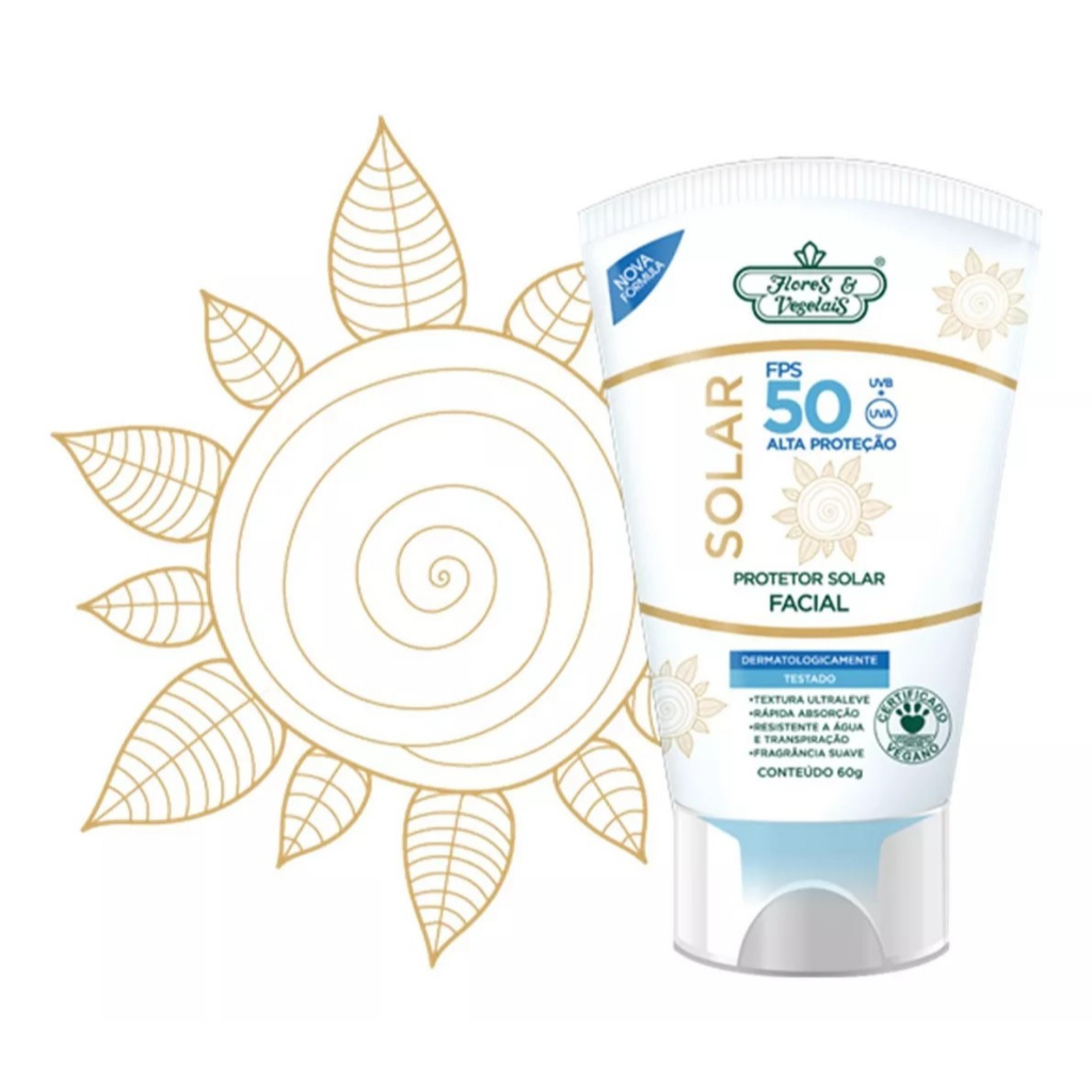 Protetor Solar Facial Ultraleve Fps 50 Flores E Vegetais 60g | Shopee ...