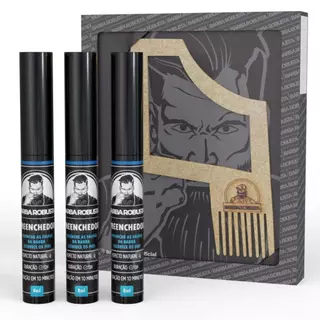Kit 3 preenchedor escurecedor barba robusta original preenche cobre barba falhada
