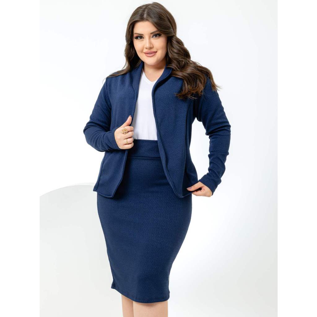 Blazer Azul Royal Conjunto De Blazer E Saia Secretaria Conjunto