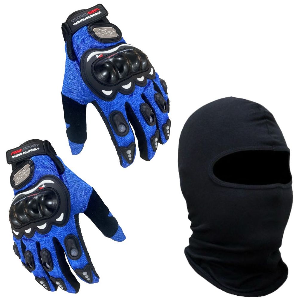 Luva Com Proteção + Touca Ninja Balaclava Paintboll Trilha Motocros Universal