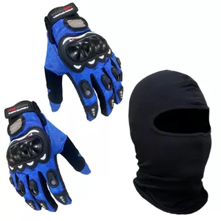 Luva Com Proteção + Touca Ninja Balaclava Paintboll Trilha Motocros Universal