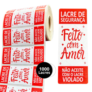 1000 Lacre de Segurança Adesivo "Feito com Amor" Delivery Ifood Rappi Uber Eats