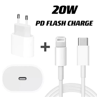 Kit Carregador De iPhone Fonte com Cabo Carregamento Rápido 1m PD 20w