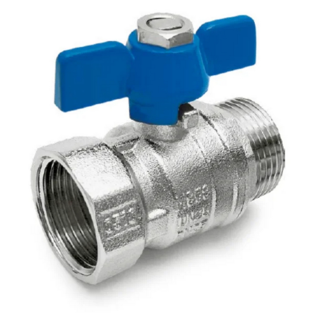 1 PEÇA - Registro Válvula Esfera Mini Passagem Plena BORBOLETA - ROSCA MACHO / FEMEA BSP