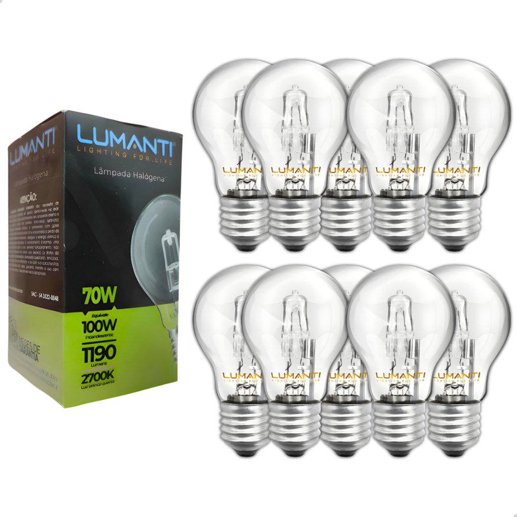 Kit 10 Lâmpada Incandescente 2700K Halógena 70w Churrasqueira Granja ...