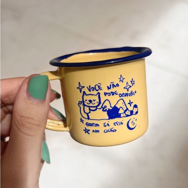 Xícara 100ml Gato da Motivação - Amarela
