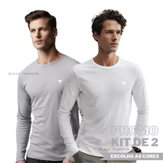 Kit 2 Camisetas Blusa Manga Longa Proteção Uv Moto pesca Praia Ciclismo Segunda pele Frio E Também com 1 Unidade
