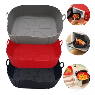 Cesto de Silicone Quadrado Air Fryer e Forno Forma para Fritadeira Elétrica com Alça