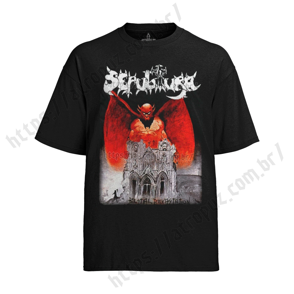 Camiseta Algodão Unissex Tshirt Sepultura Demon