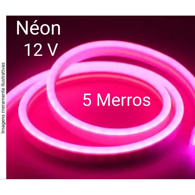 FITA LED NEON 120 LEDS/M 12W ROSA 12VDC | Shopee Brasil