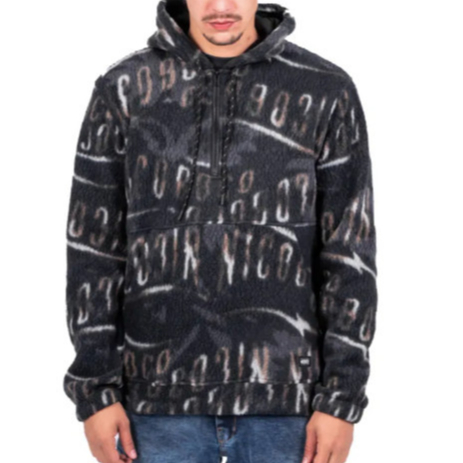 Moletom Canguru Preto Nicoboco Kitwe Estampado