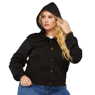 Jaqueta Feminina Jeans Moletom Plus Size Azul