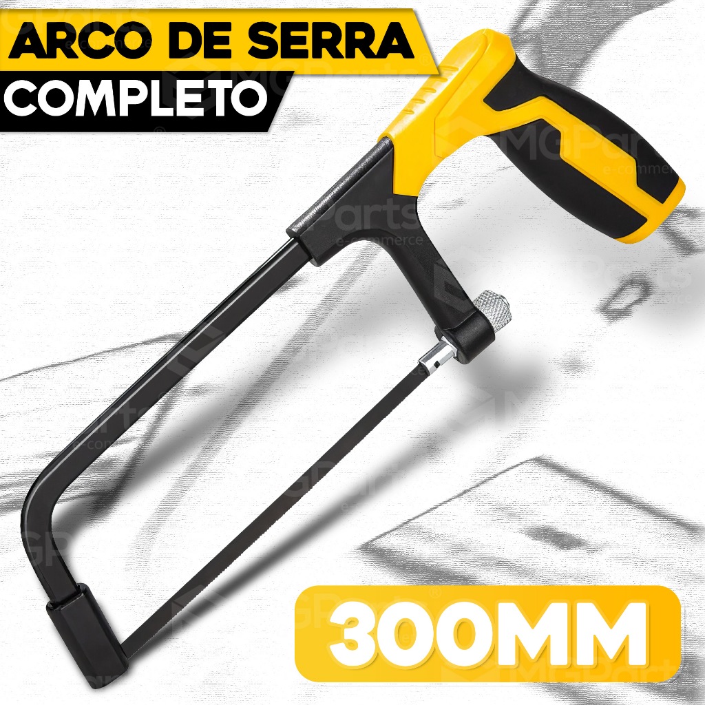 Arco Serra Profissional Ajustável 200 a 300mm em Aço Carbono com Lâmina Cabo Emborrachado