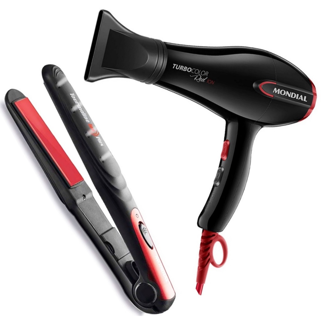 Kit Secador de Cabelo Mondial SC-41 e Prancha Alisadora Chapinha P-11 ...
