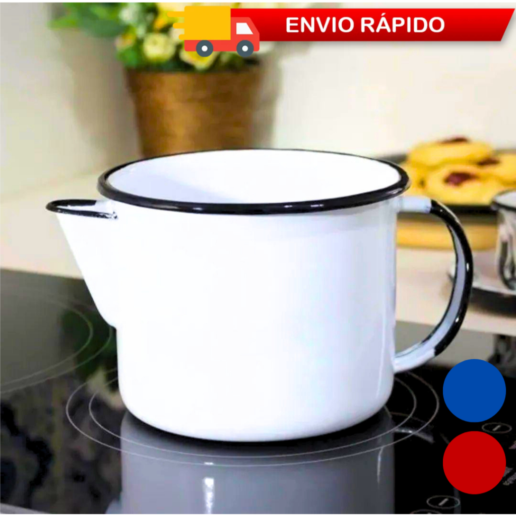 Caneca Esmaltada Leiteira com Bico para Ferver Água Leite Fervedor da ...