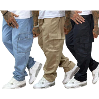 CALÇA CARGO MASCULINA JEANS DIVERSAS CORES SKATISTA