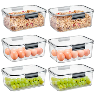 Kit 6 Peças Organizador Hermético Retangular Porta Mantimentos 6 POTES 2,3L