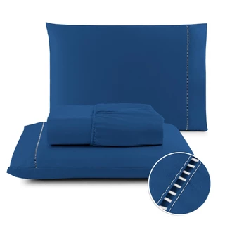 Jogo de Lençol 03 Peças 400 Fios Cama Casal King Extra Macio Micropercal Ponto Palito em Oferta na Shopee